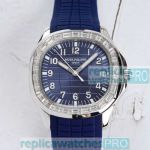 Swiss 9015 Copy Patek Philippe Aquanaut Blue Dial Blue Rubber Strap Watch